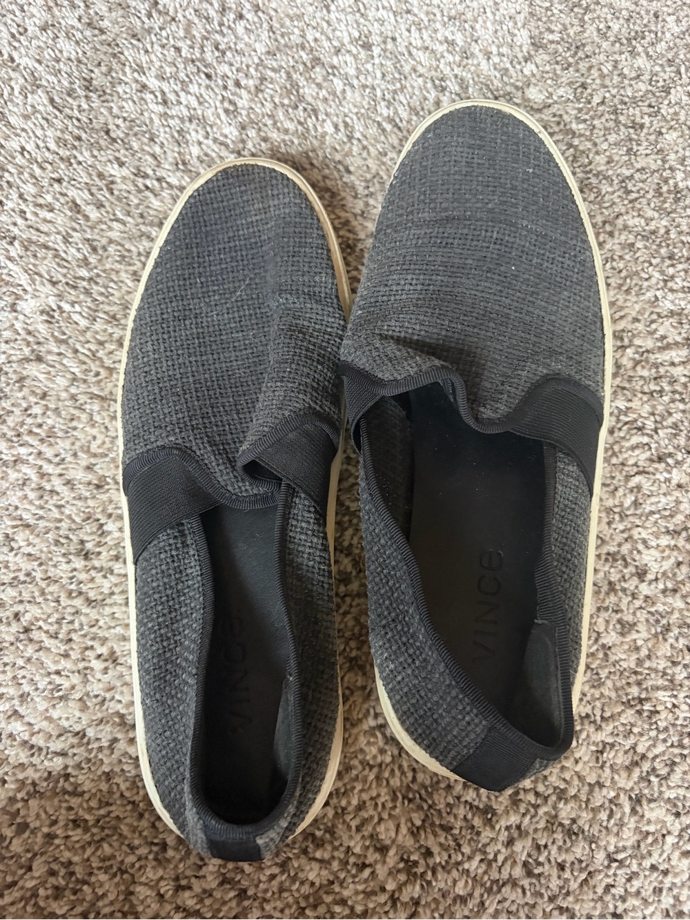 Vince Black Textured Slip-On Loafers